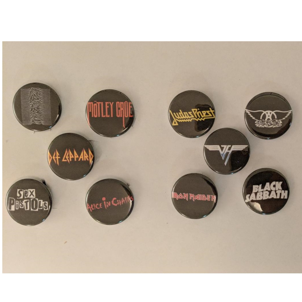 Lot of 10 1.25" Pinback Buttons Classic Bands